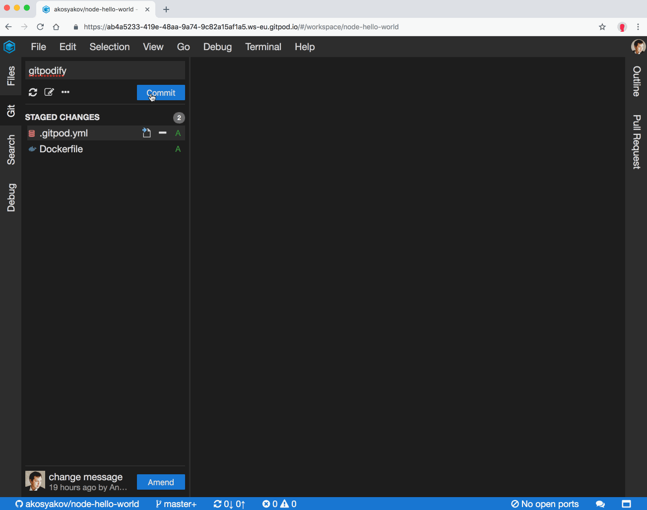 How to make a PR in Gitpod