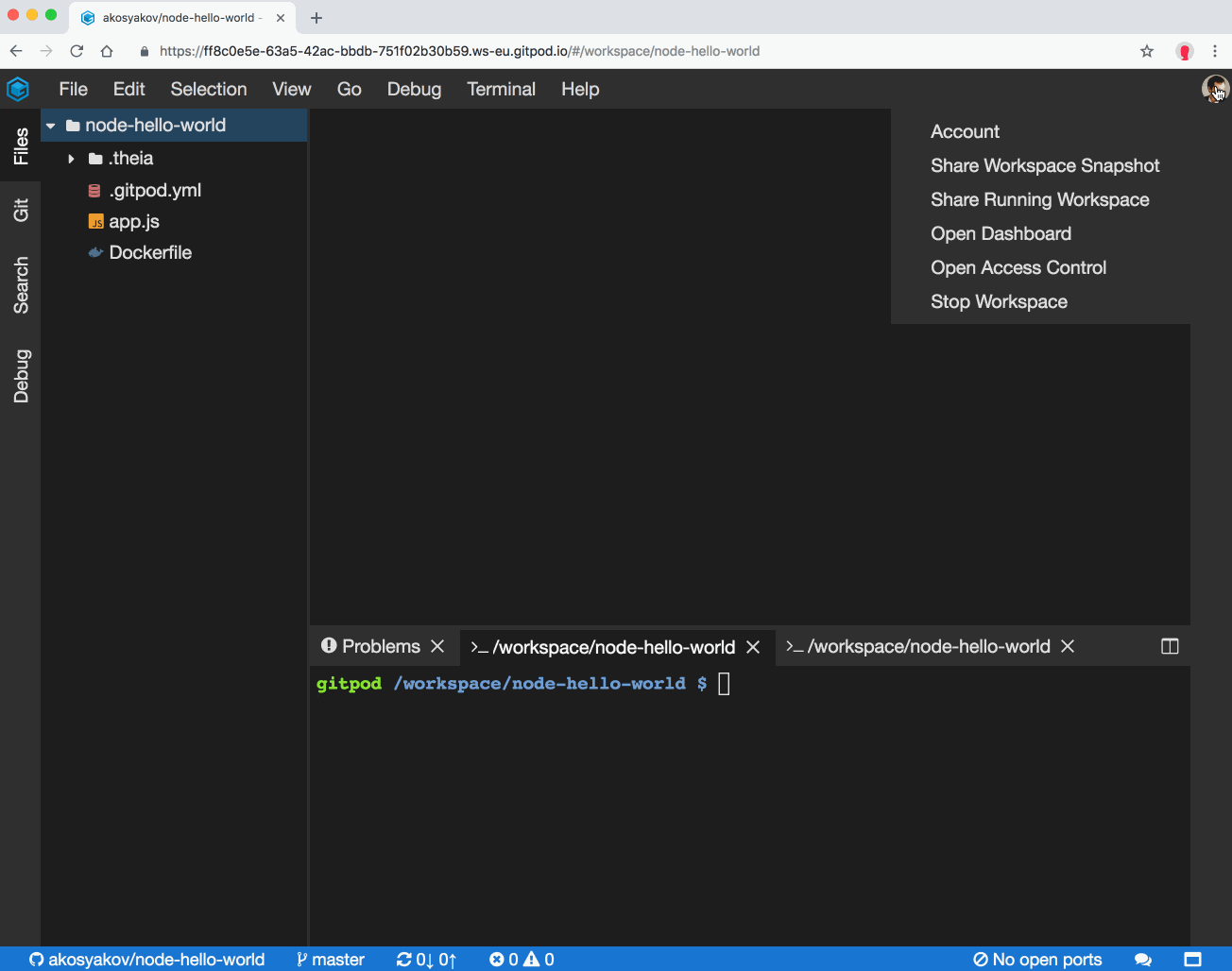 How to share a running Gitpod workspace
