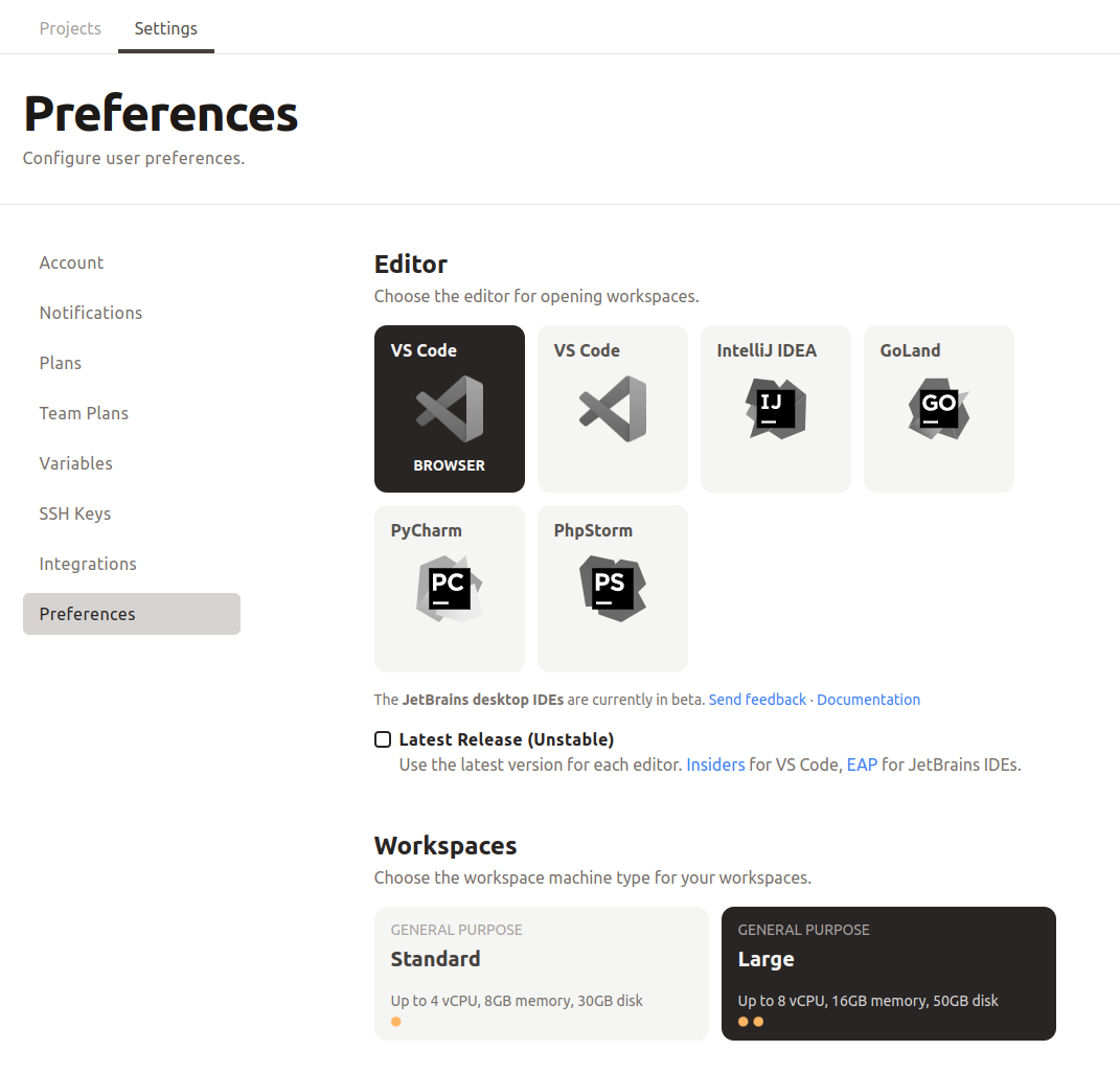 Select Workspace Class