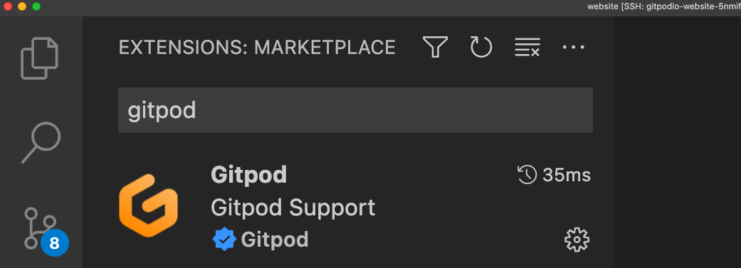 The Gitpod VS Code Desktop plugin
