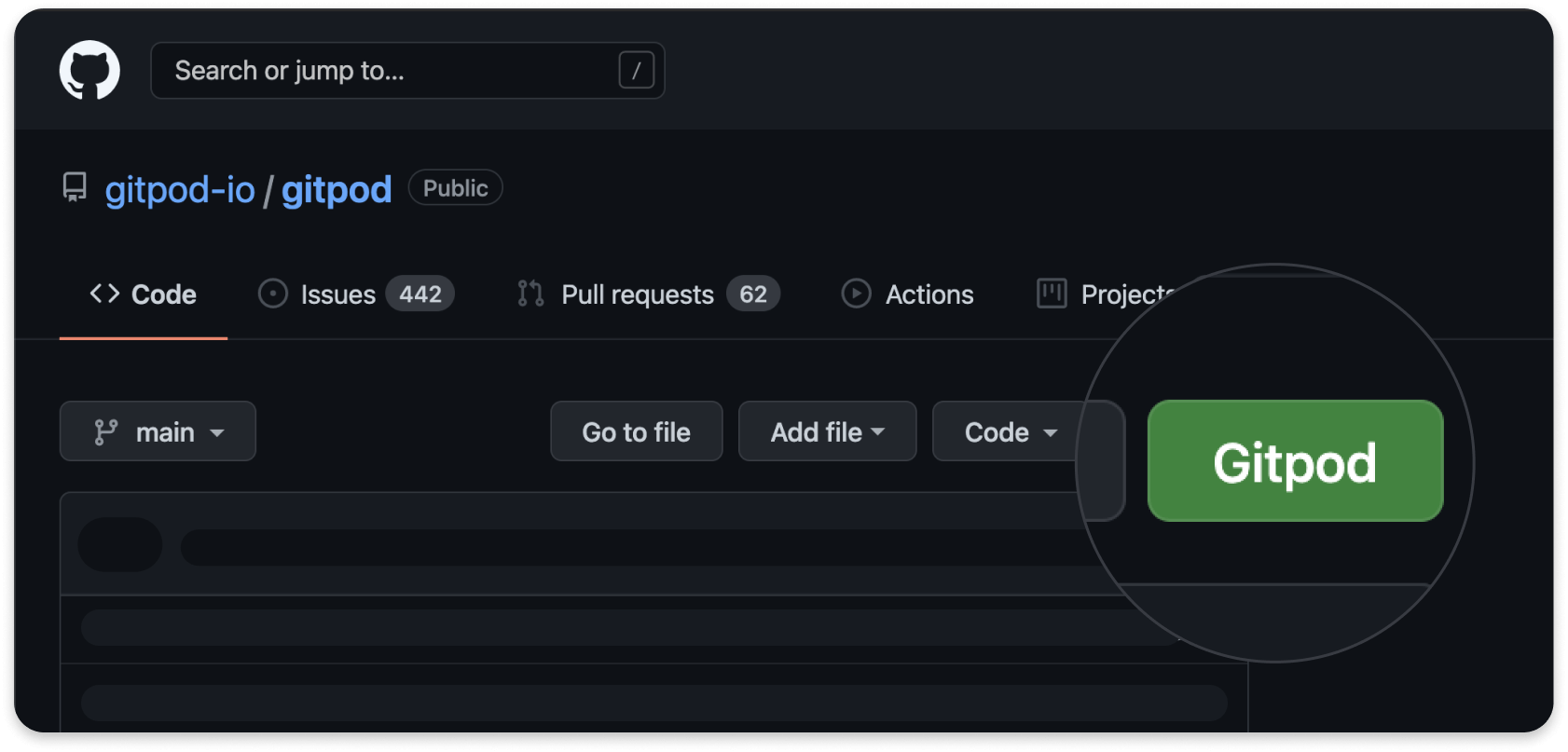 Open in Gitpod button added via the Gitpod Browser Extension