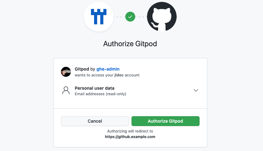 OAuth confirmation from GitHub Enterprise